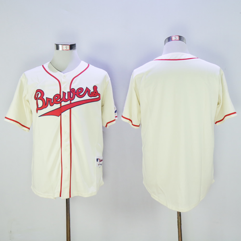 Men Milwaukee Brewers Blank Cream Throwback 1948 MLB Jerseys->milwaukee brewers->MLB Jersey